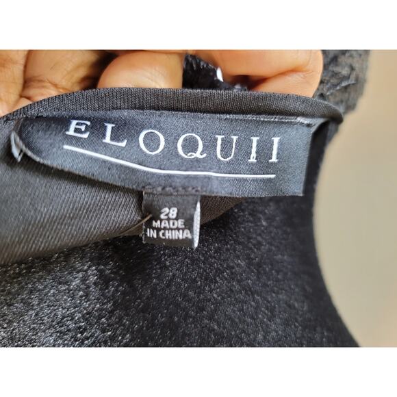 ELOQUII Bodycone Dress Women's Size 28 Black Gold 100% Polyester Long Sleeves - Picture 12 of 16
